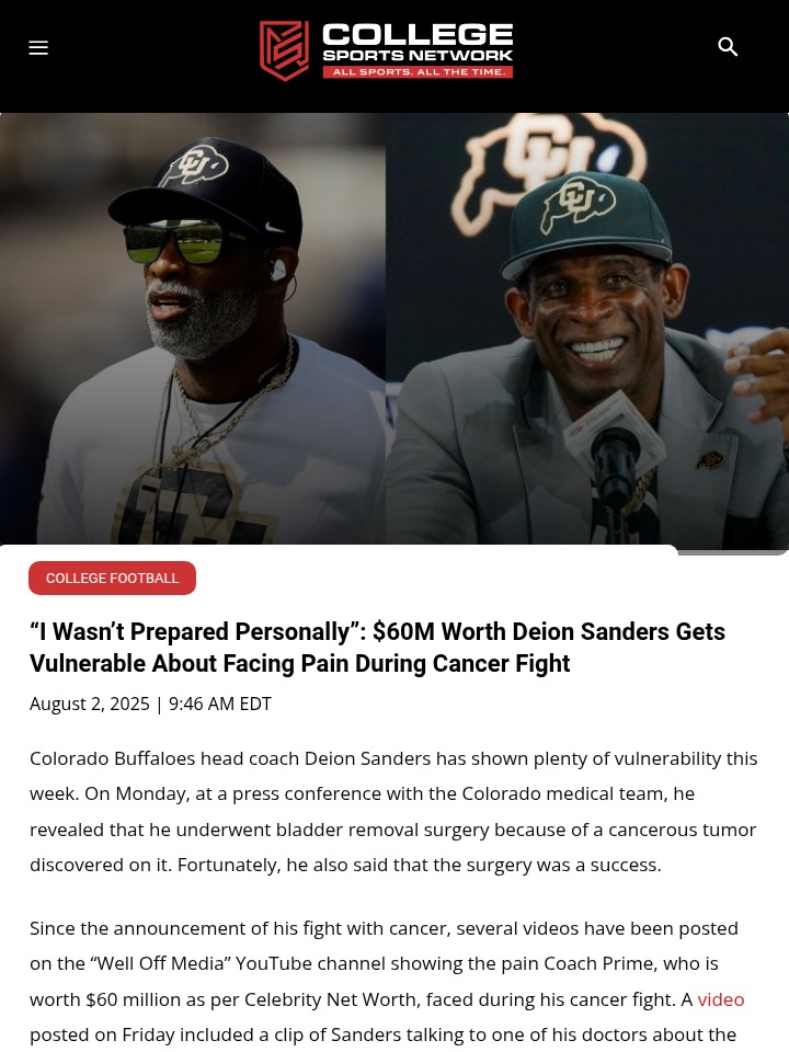 Deion Sanders opens up about cancer pain
