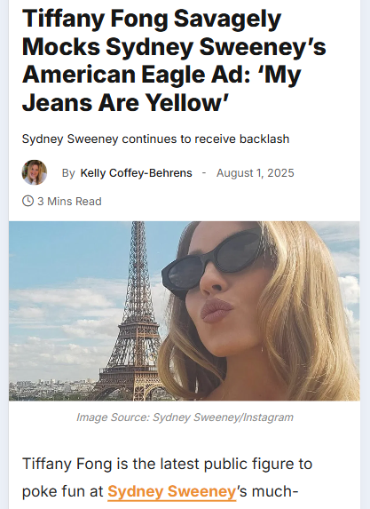 Sydney Sweeney’s Jeans Ad Gets Roasted