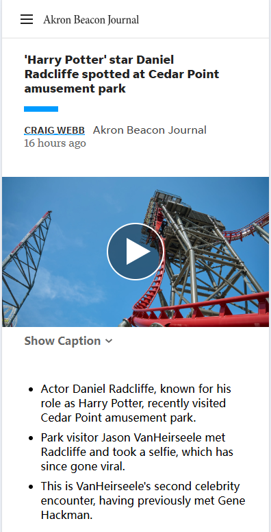 Harry Potter’s Daniel Radcliffe charms Cedar Point