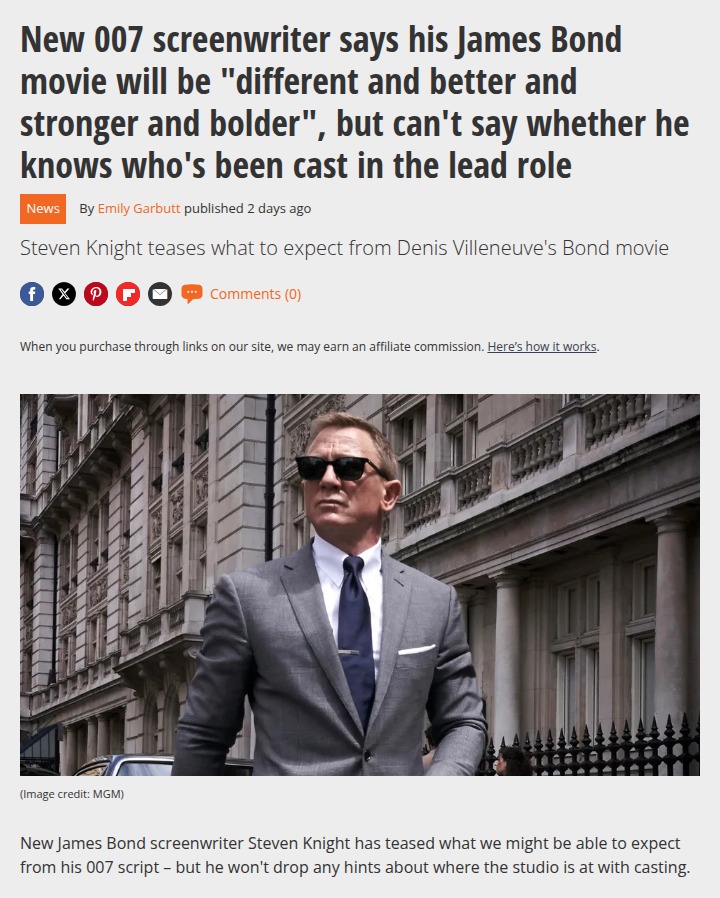 Bond Writer Teases Bold New 007 🎬