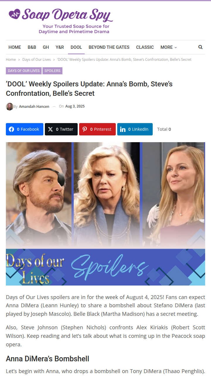 Anna’s Bombshell Shakes DiMera Fam! 💣