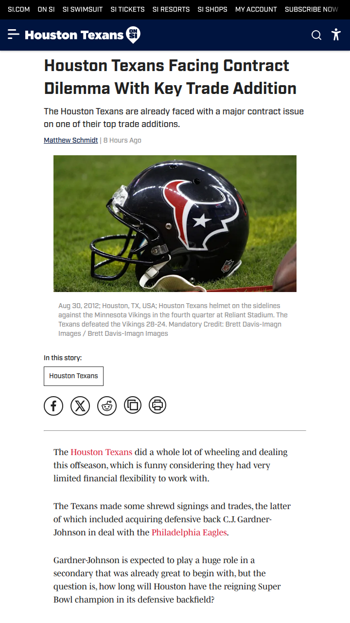 Texans’ big contract call: Will C.J. Gardner-Johnson stay?