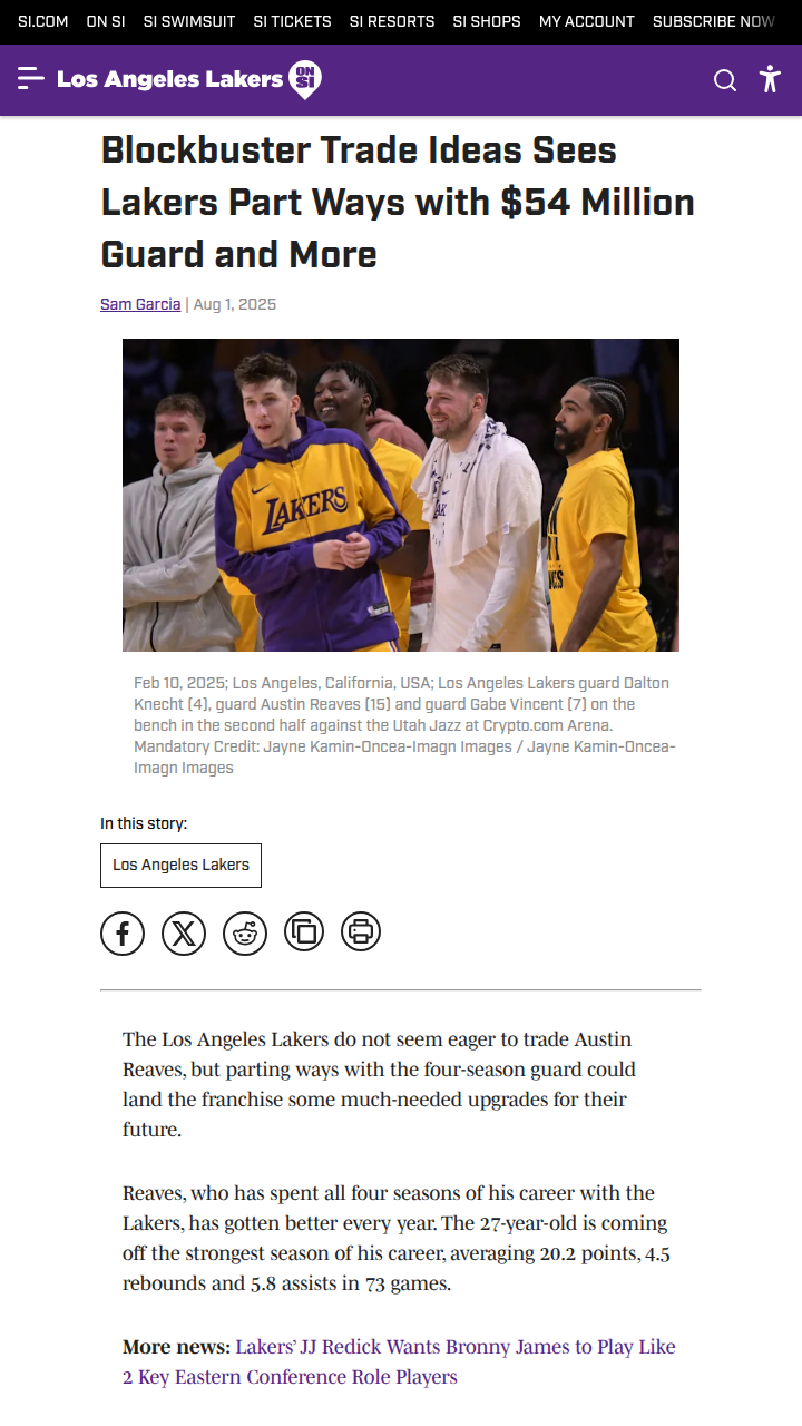 Should Lakers Trade Reaves for Spurs’ Young Guns?