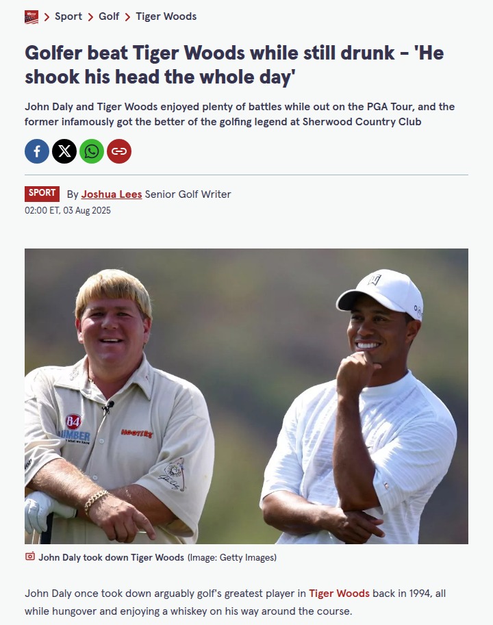 Daly Outdrinks & Outplays Tiger at Sherwood