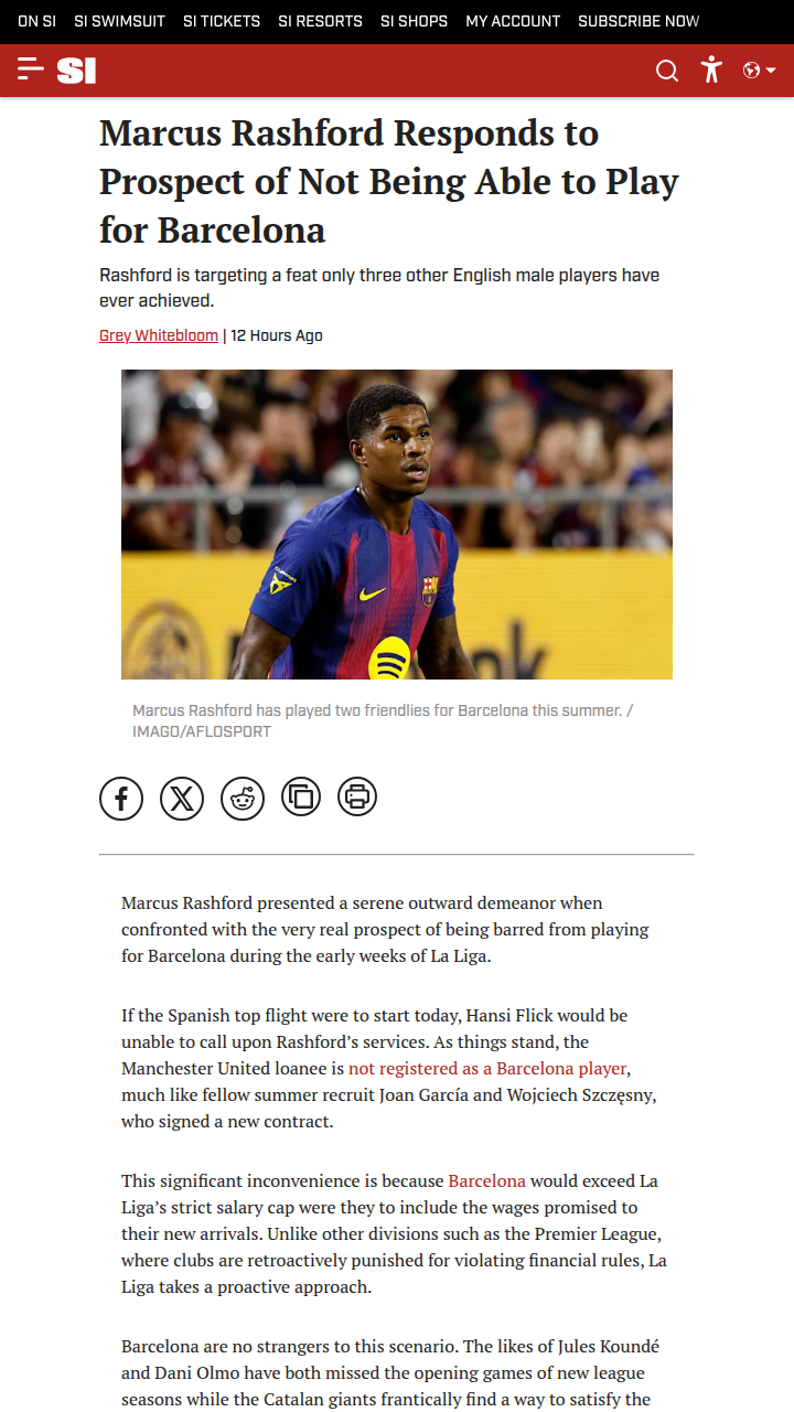 Rashford Calm Amid Barça Registration Drama