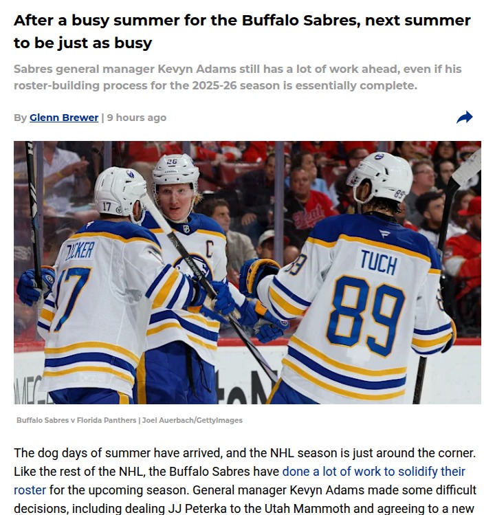 Sabres face big decisions ahead in Buffalo