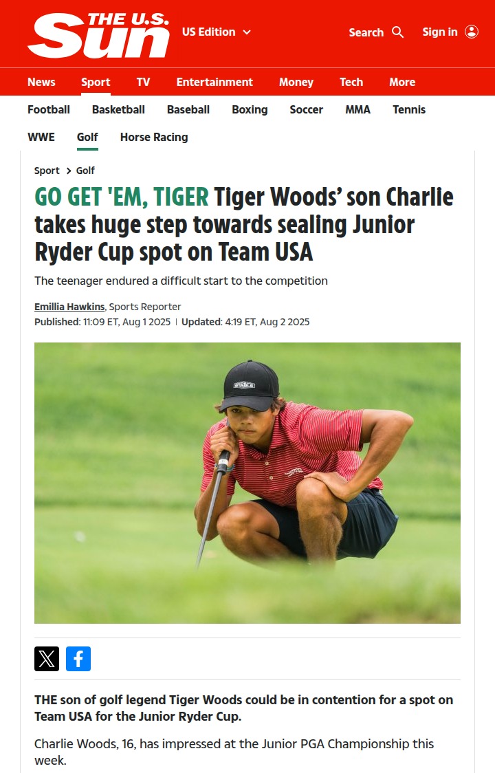 Charlie Woods Chasing Junior Ryder Cup Dream