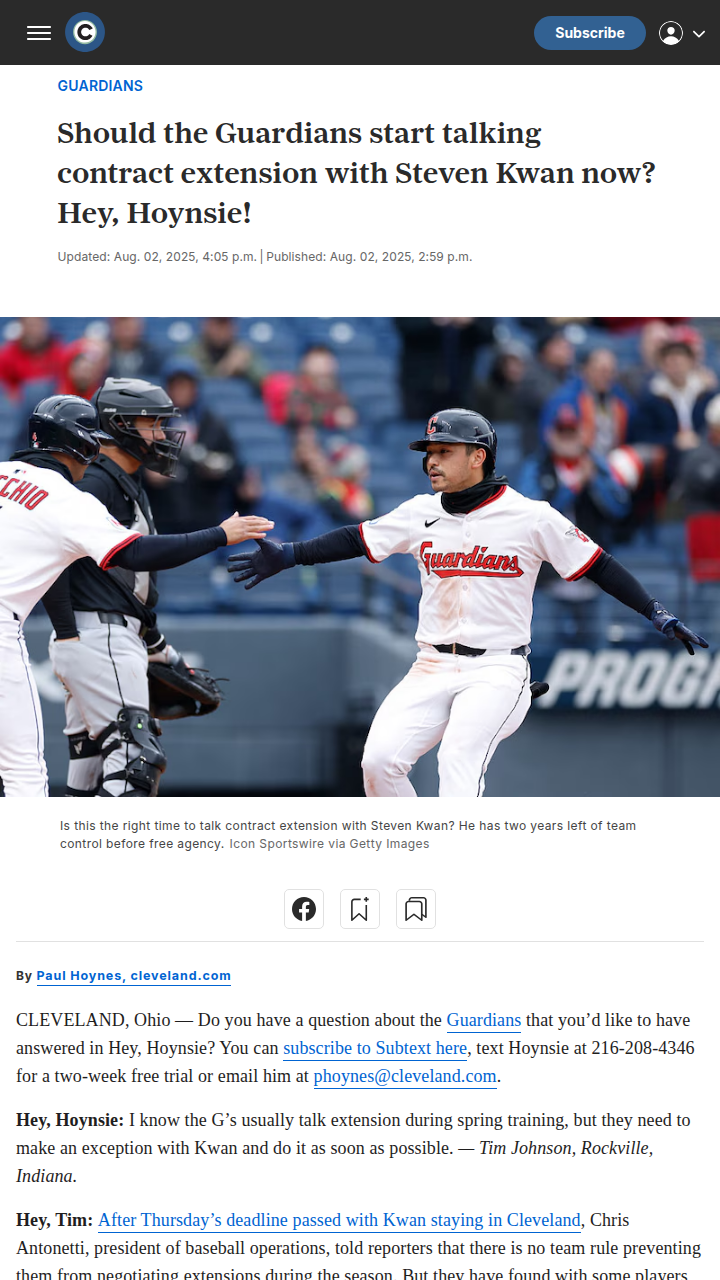 Should Cleveland lock in Steven Kwan now?