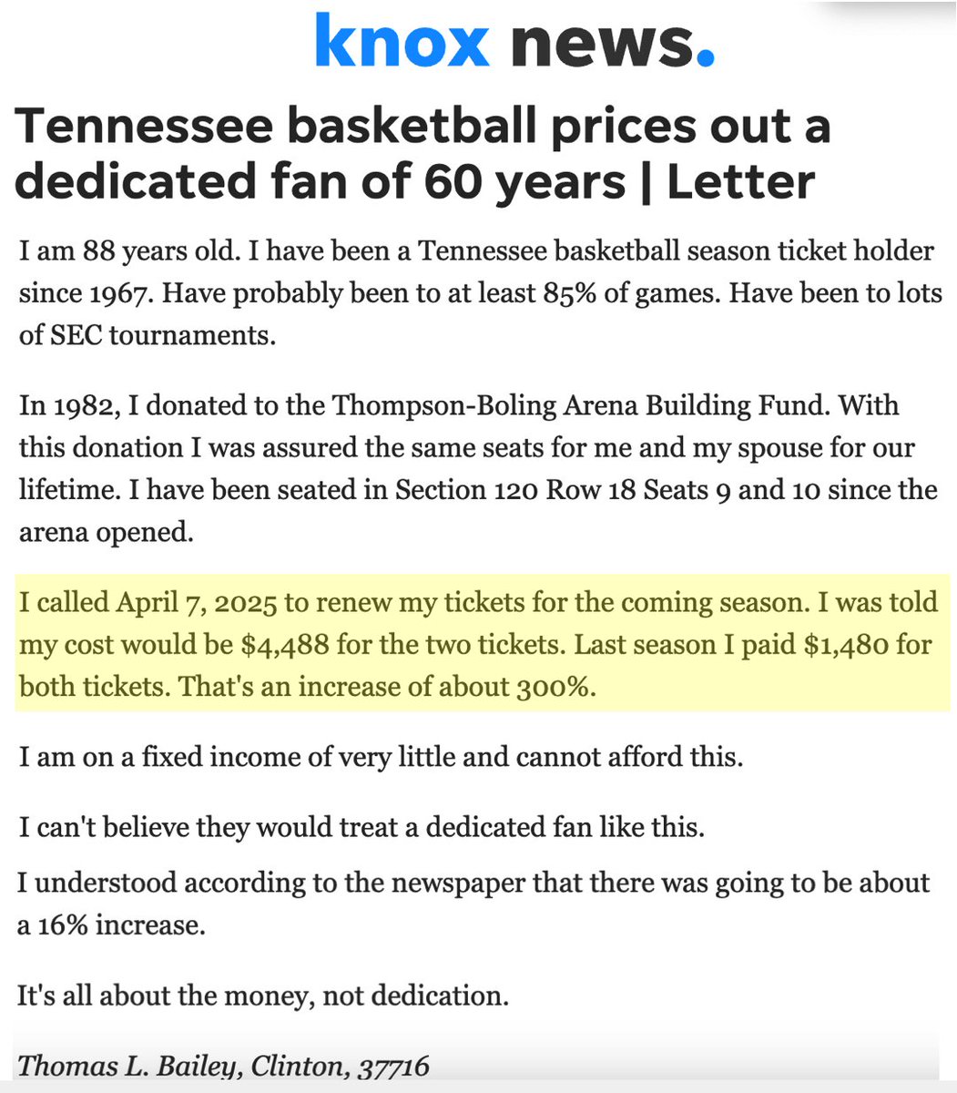 Tennessee fans stunned by wild ticket price jump