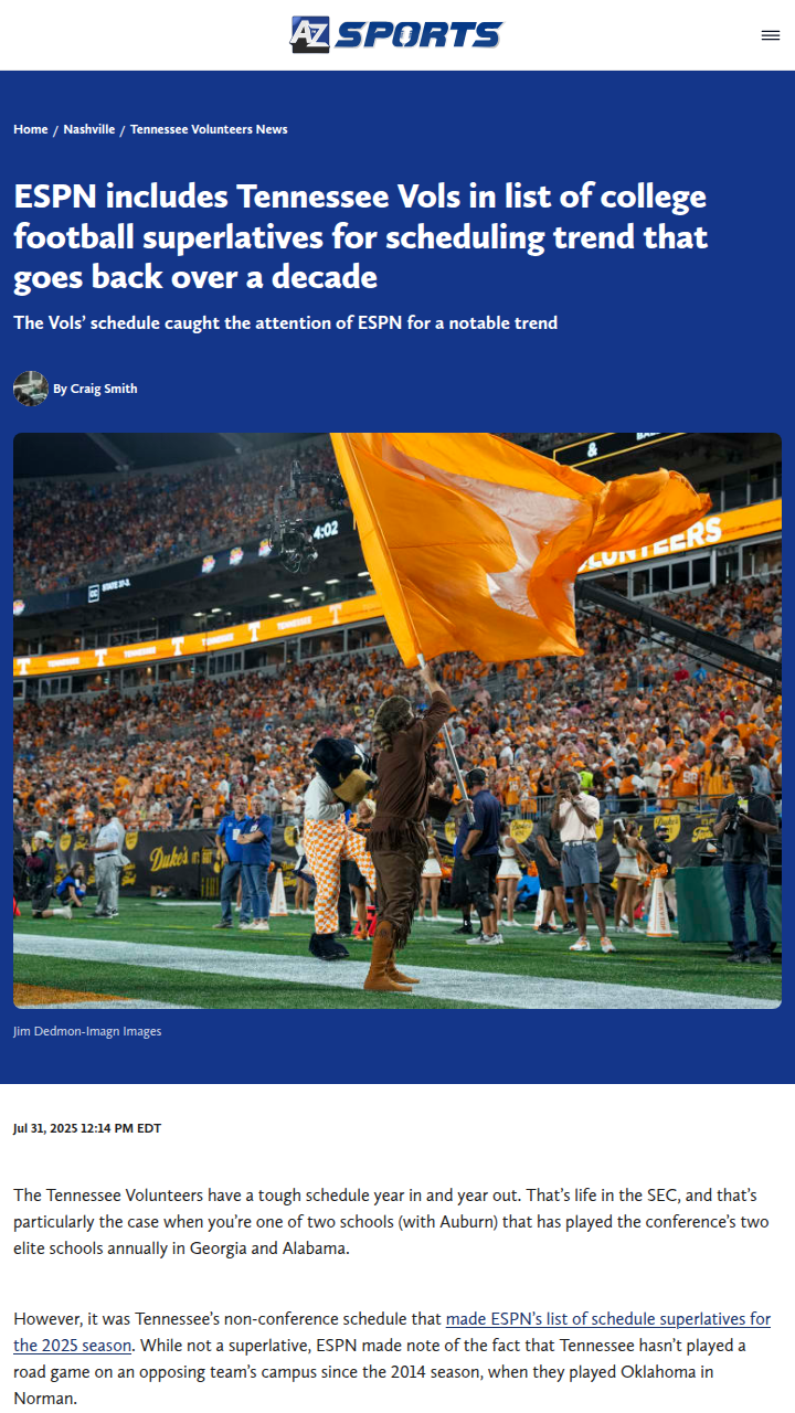 Tennessee Vols’ wild non-conference football streak