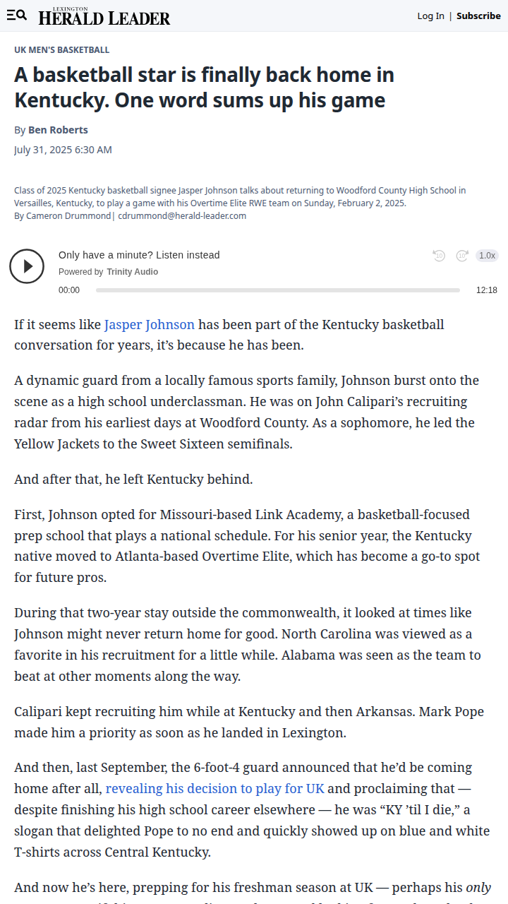 Jasper Johnson brings his scoring fire back to Kentucky