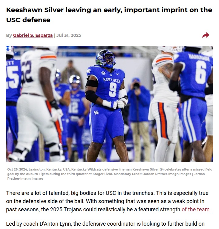 Keeshawn Silver’s early spark on USC’s defense