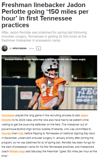 Freshman Jadon Perlotte brings new energy to Vols
