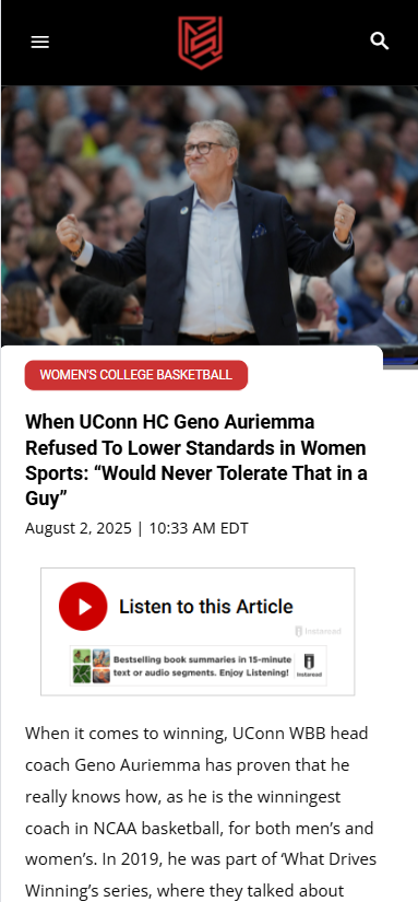 Geno Sets the Standard: No Excuses at UConn