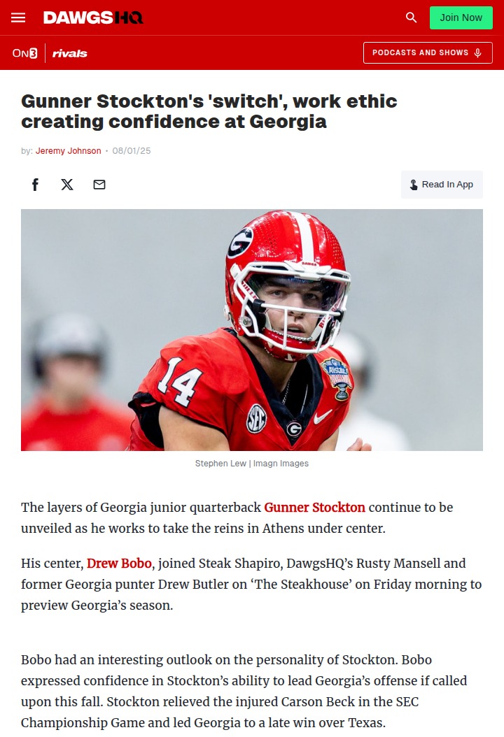 Gunner Stockton’s game-time ‘switch’ wows Georgia