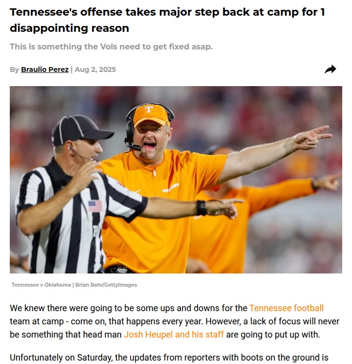 Tennessee’s receivers struggle at camp