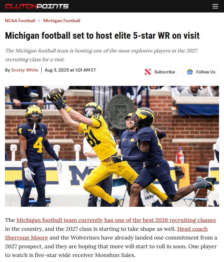 Michigan football eyes 5-star WR Monshun Sales