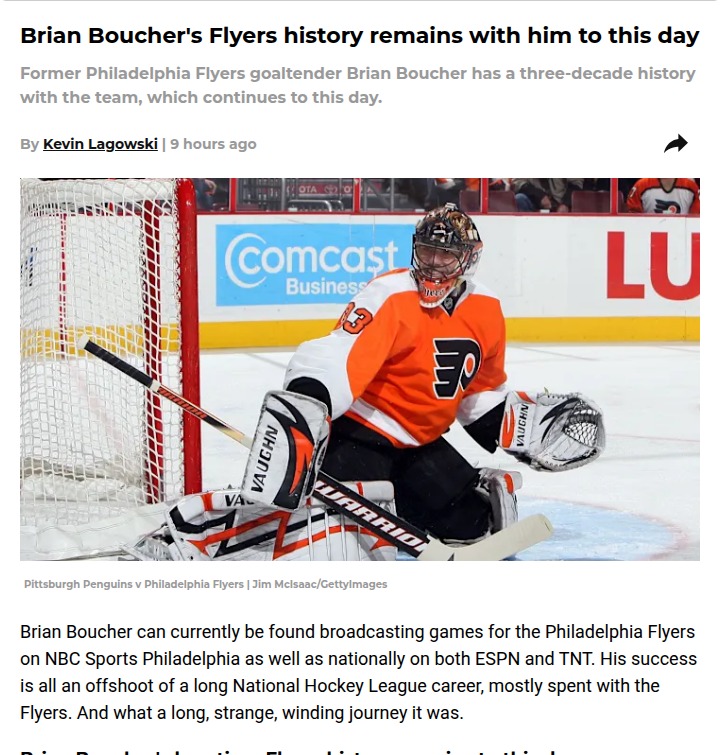 Flyers fans still feel Brian Boucher’s legacy