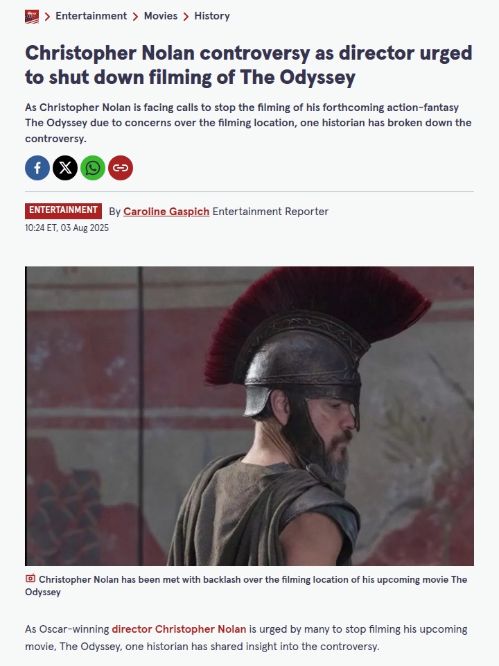 Nolan Faces Backlash Over Odyssey Filming 🎬