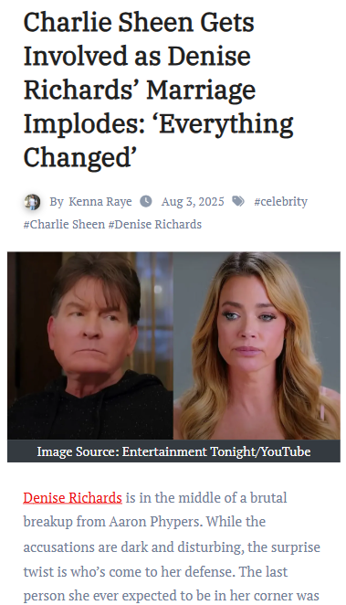 Charlie Sheen Steps Up for Denise Richards 💥