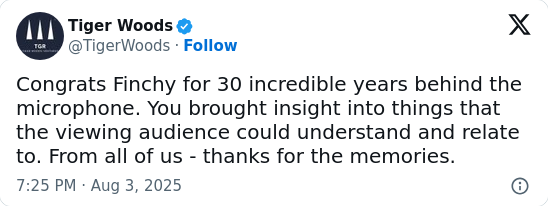Tiger Woods’ Shoutout to Ian Baker-Finch 🏌️