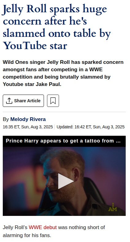 Jelly Roll's WWE Table Slam Shocks Fans 😱
