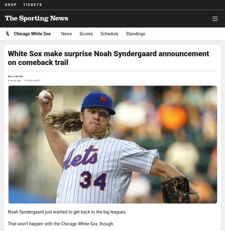 Thor’s White Sox Comeback Falls Short