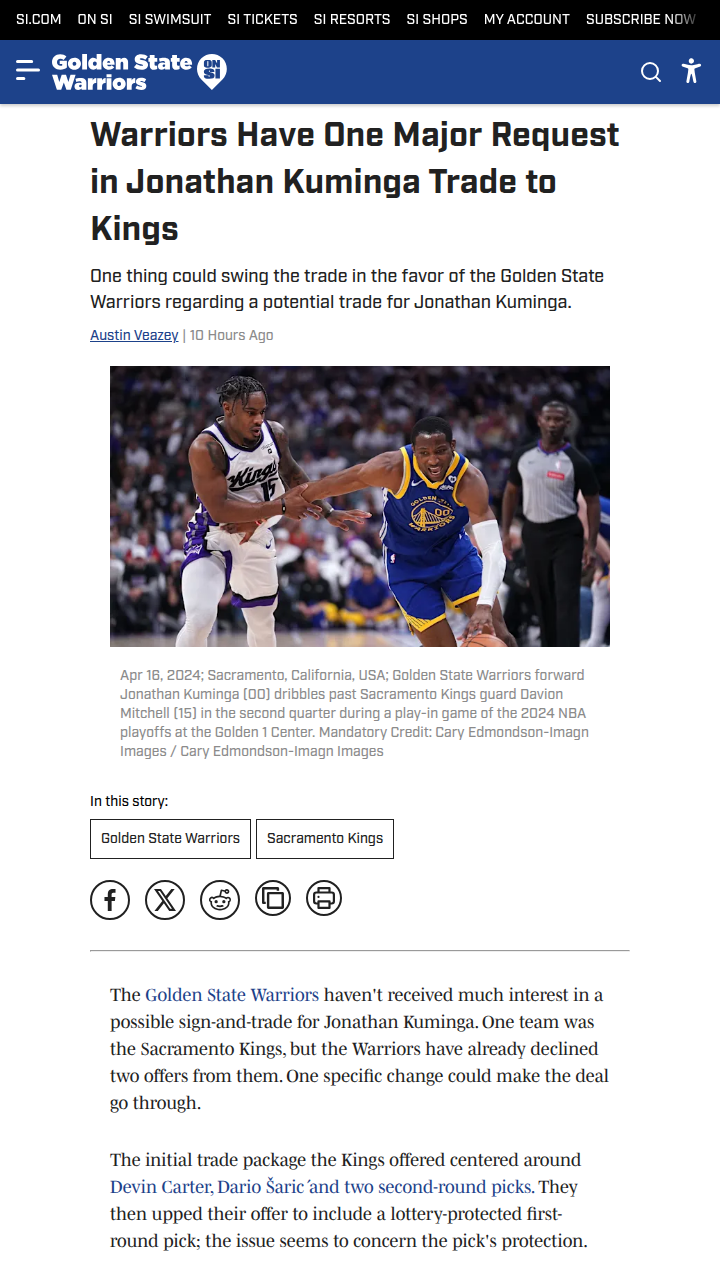 Warriors Hold Firm on Kuminga Trade Pick