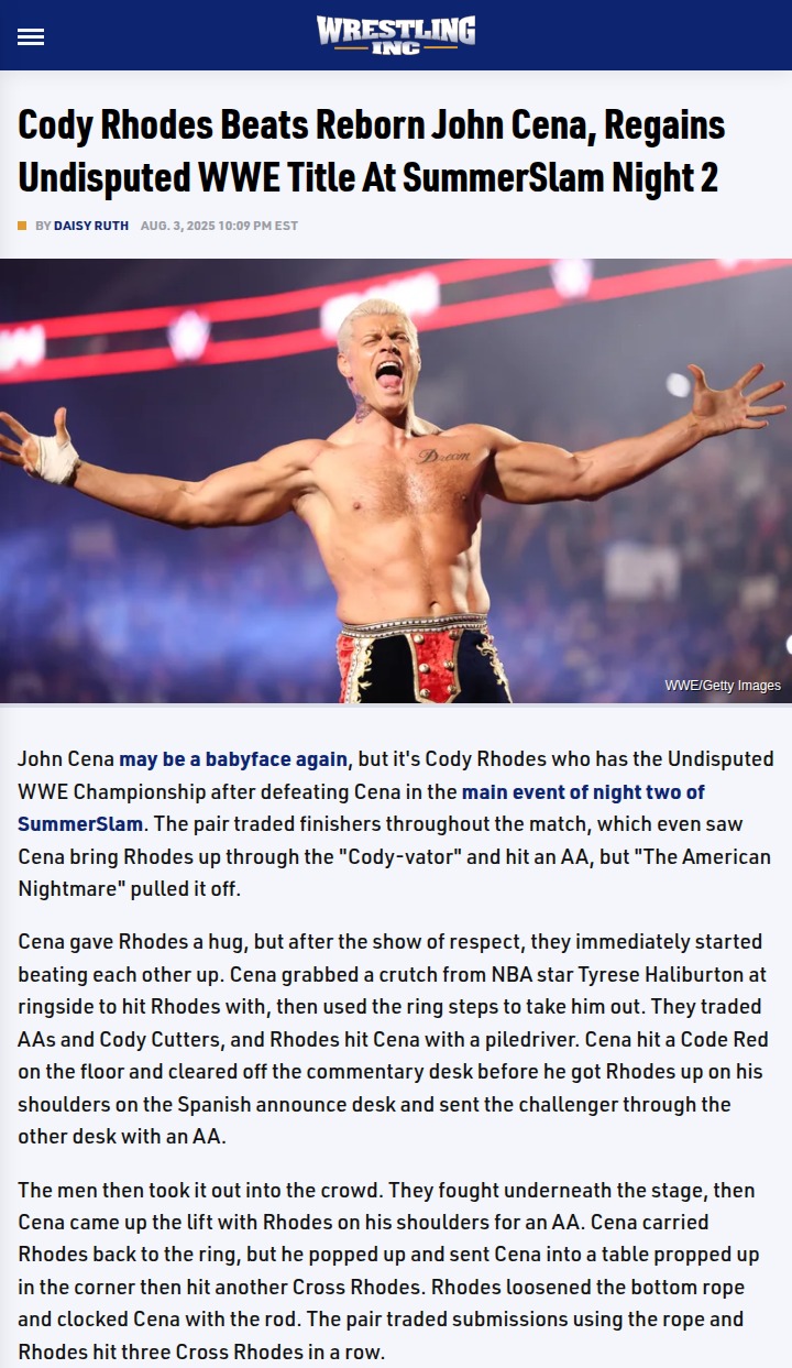 SummerSlam 2025: Cody Rhodes vs Cena Mayhem