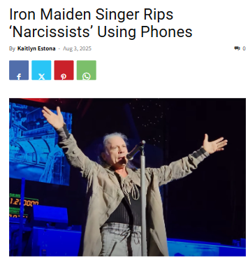 Iron Maiden’s Bruce Dickinson Calls Out Phone Addicts
