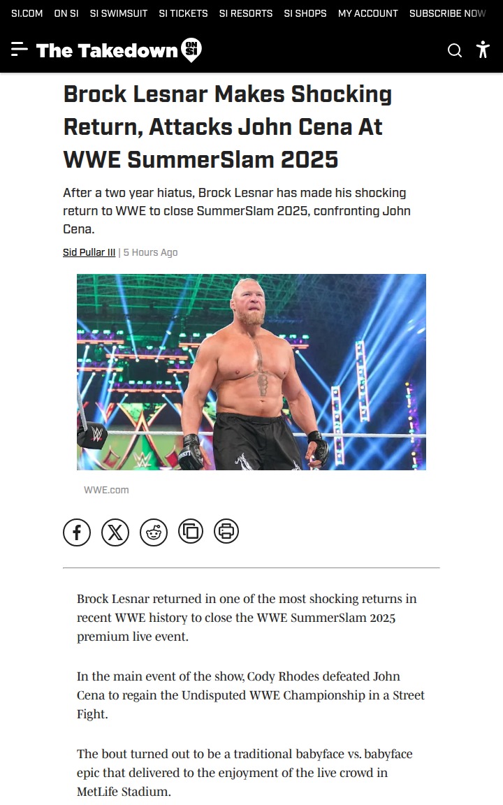 Lesnar Shocks SummerSlam 2025 Crowd