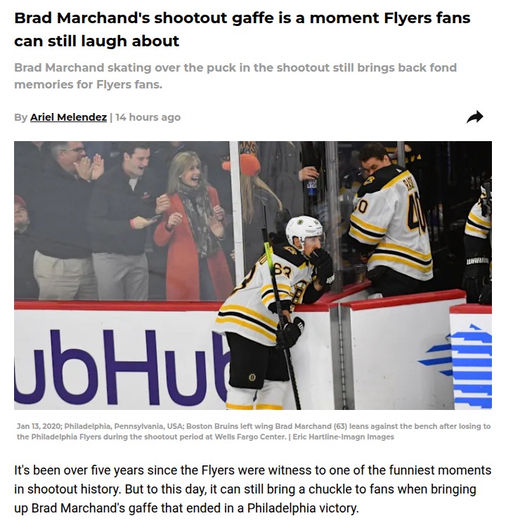 That time Marchand’s shootout slip made Philly history
