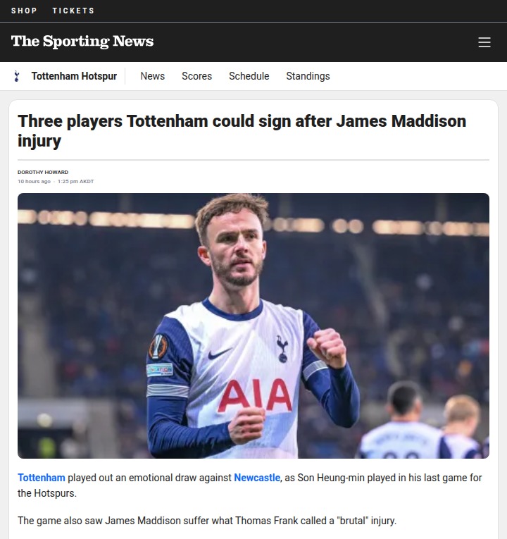 Who Should Spurs Sign After Maddison Blow?
