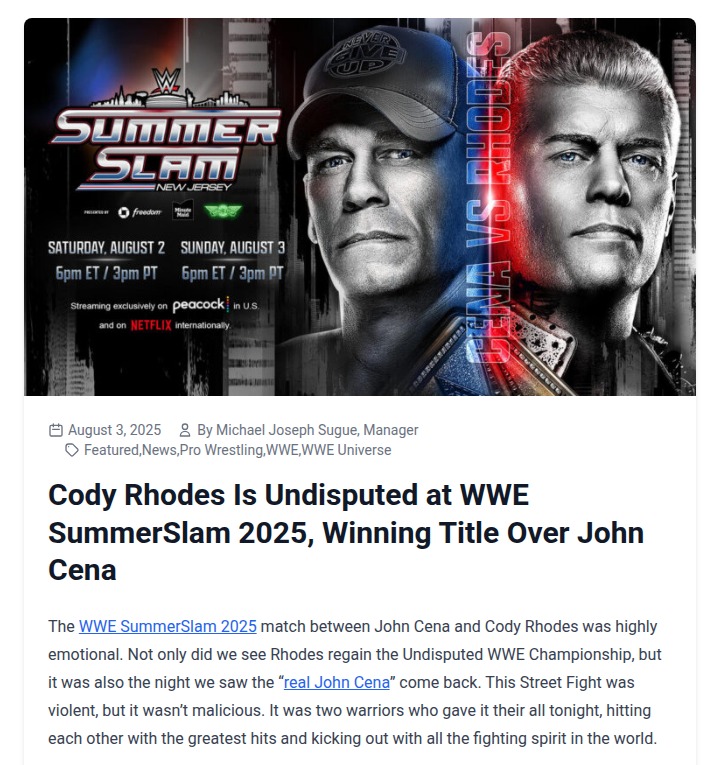Rhodes Reigns Undisputed at SummerSlam 2025