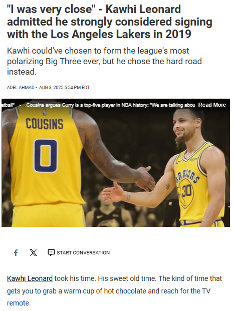 Kawhi nearly joined Lakers, but chose Clippers