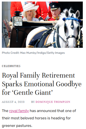 Royal Horse Tyrone Gets a Tearful Sendoff