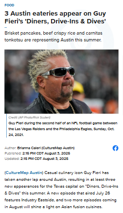 Austin’s comfort food gets the Guy Fieri spotlight