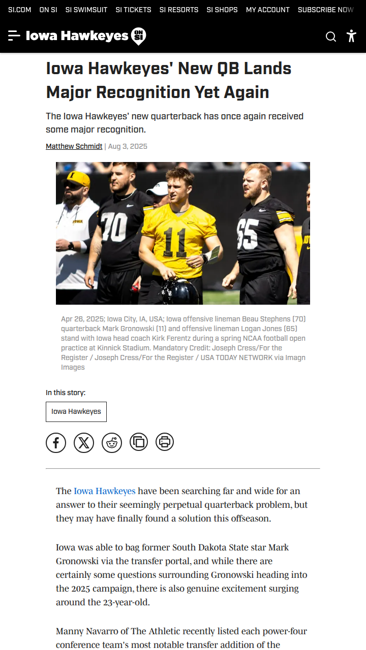 Iowa City buzzing over Hawkeyes’ new QB