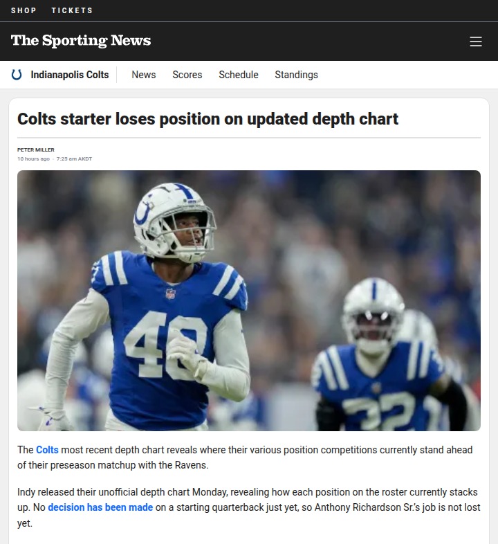 Colts shake up: Jaylon Jones loses starting spot