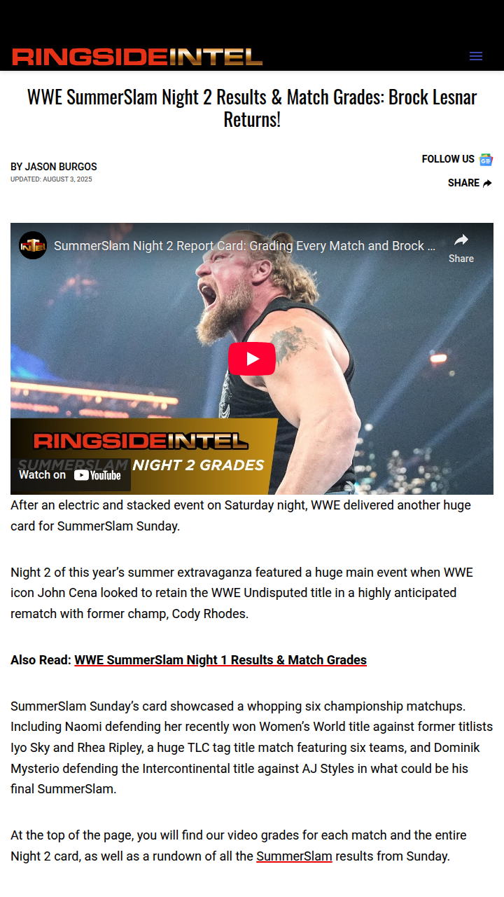 Brock Lesnar Shakes Up SummerSlam Night 2!