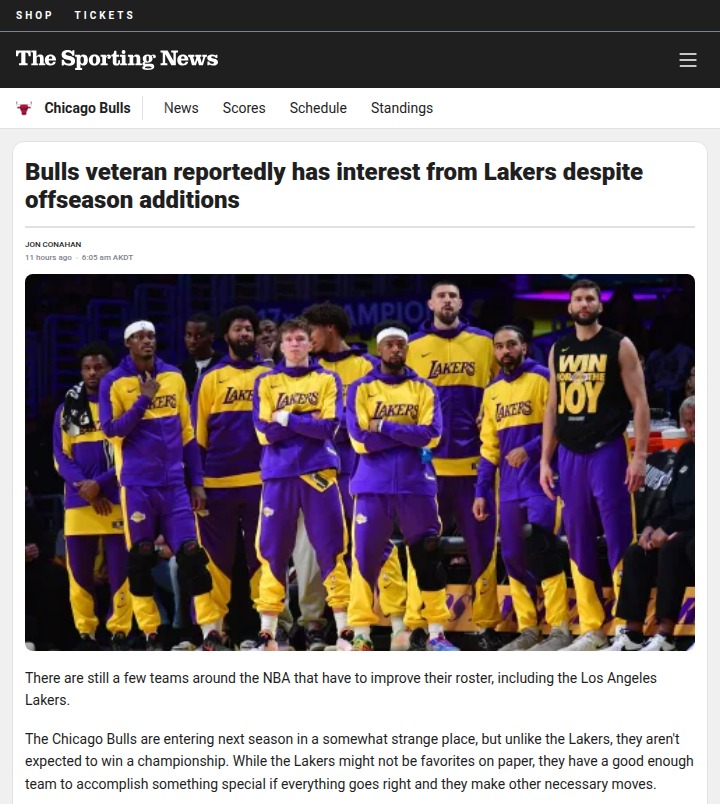 Lakers Eye Bulls’ Vooch for Frontcourt Boost