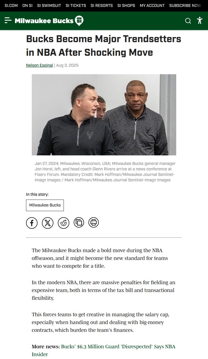 Bucks Shake Up NBA Cap Game