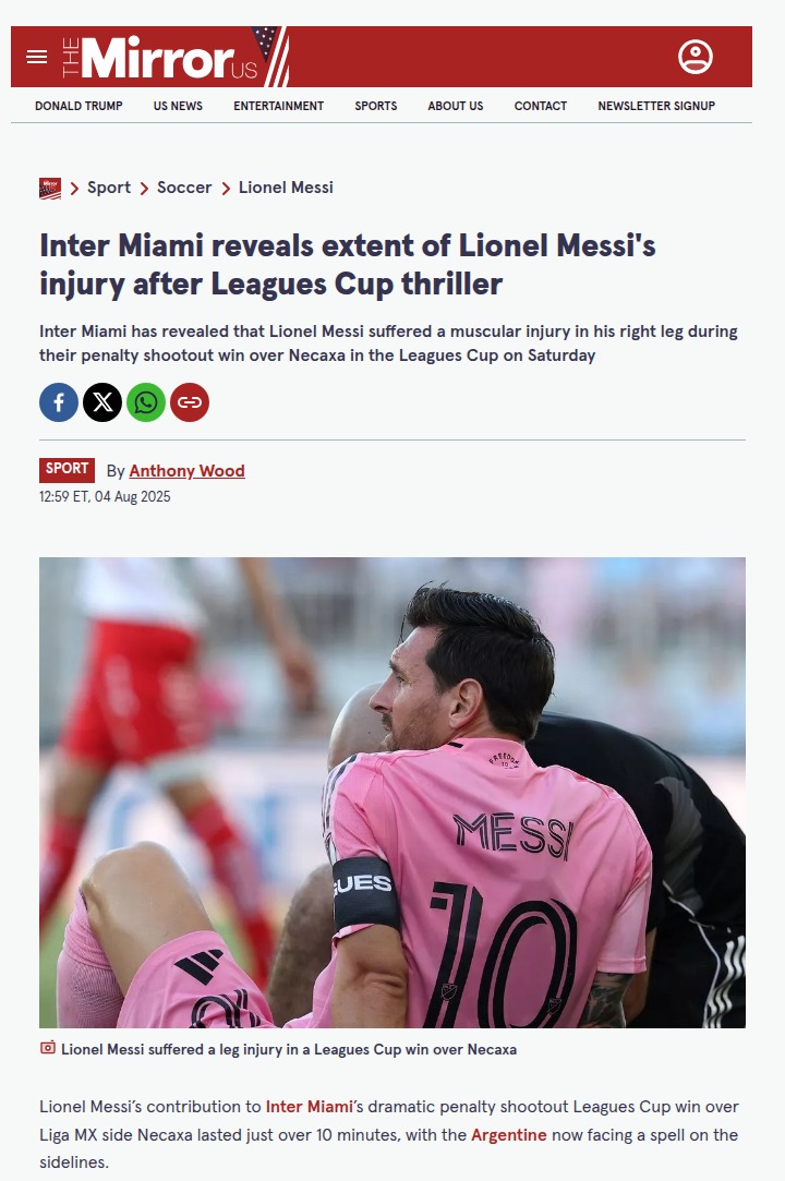 Messi injury shakes up Inter Miami’s Leagues Cup run