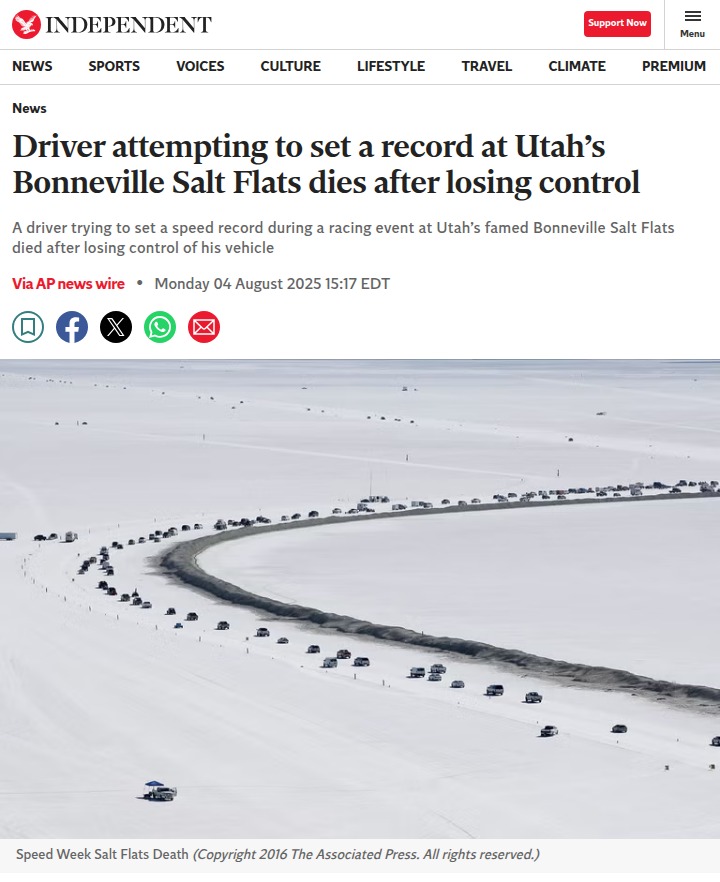 Tragedy at Bonneville Salt Flats shakes racing community