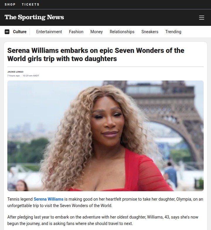 Serena’s Epic Wonders Tour: Where Next?