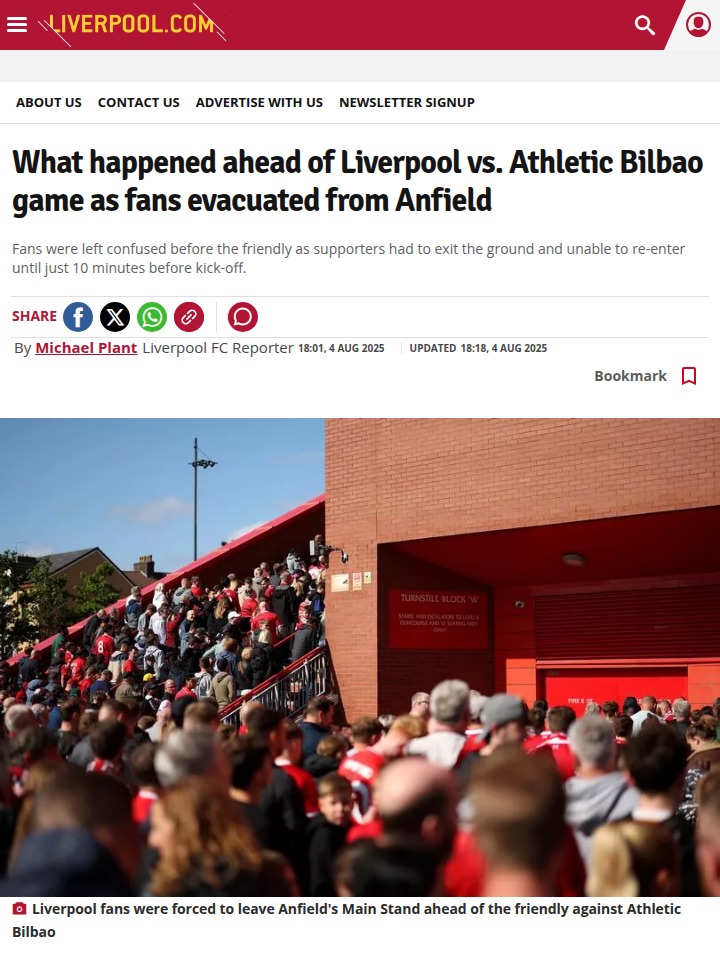 Anfield Evacuation Drama Before Bilbao Clash