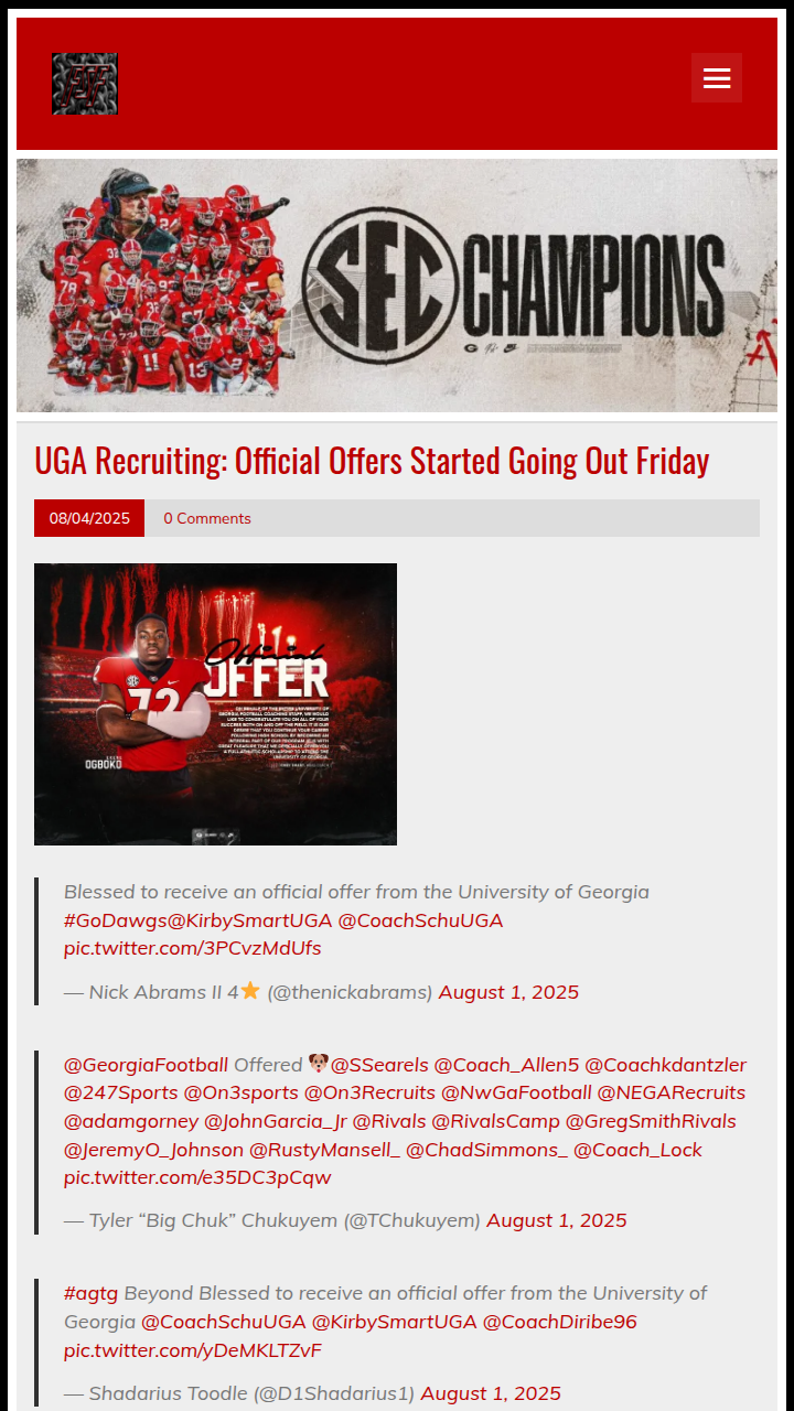 UGA recruiting heats up: Official offers land