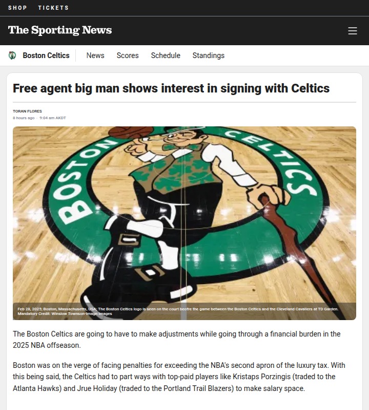 Celtics Eye Bassey as Big Man Exodus Continues