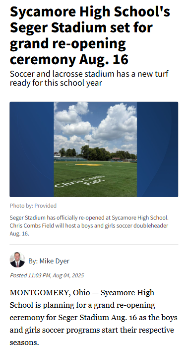 Sycamore’s stadium gets a heartfelt upgrade