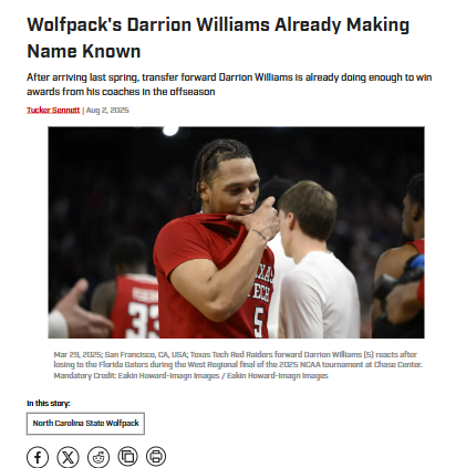 Darrion Williams turning heads at NC State